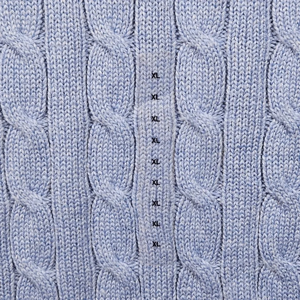 NEW Polo Ralph Lauren Sweater Mens XL Blue Cable Knit Cotton Crew Neck MSRP $110